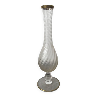 Vase soliflore 1900 en verre tourbilloné rehaussé de dorure