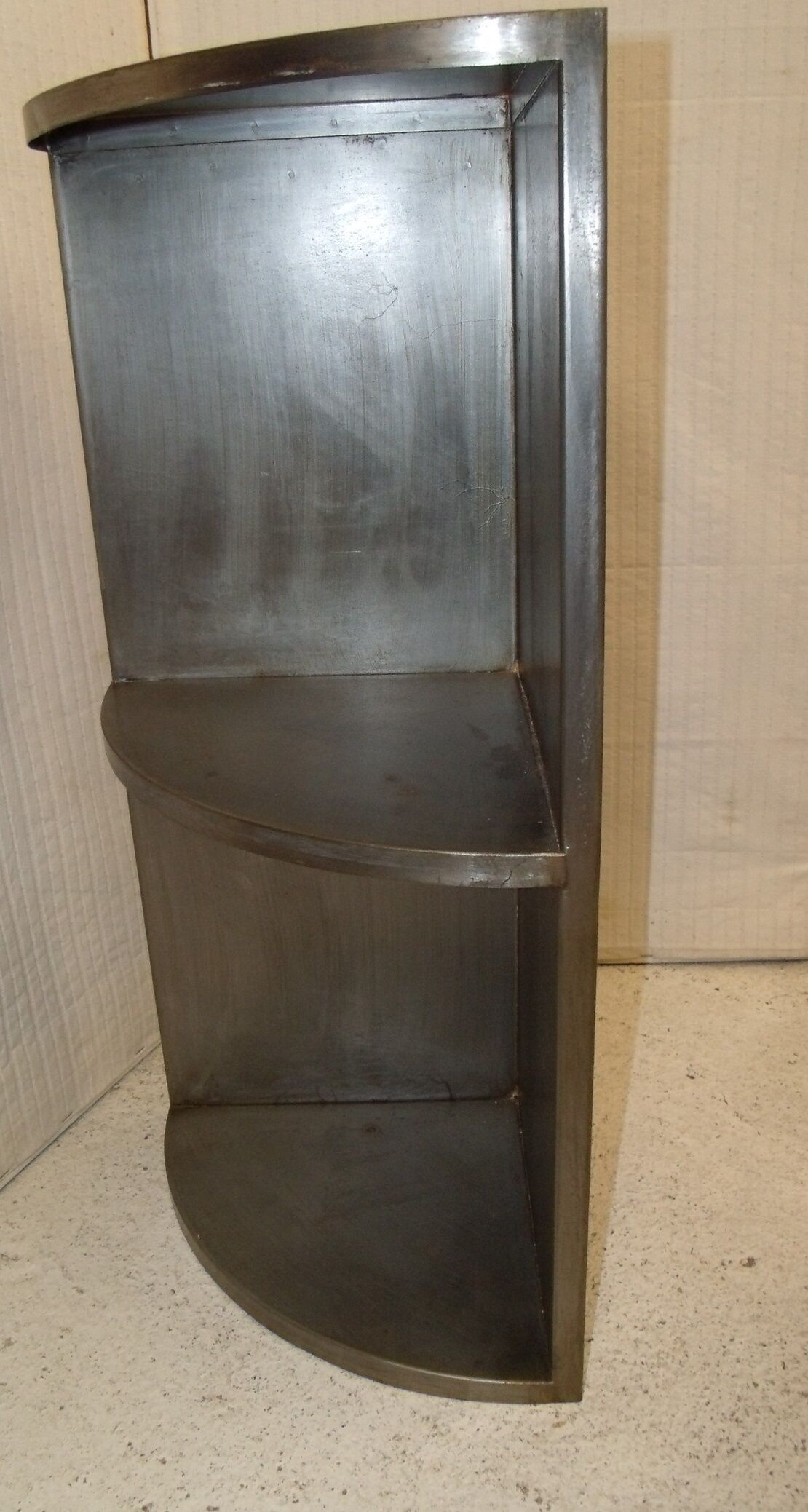 Industrial metal corner shelf