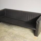 Moroso sofa set and armchairs in black leather, 1984