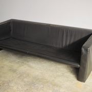 Moroso sofa set and armchairs in black leather, 1984