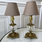 Pair of table lamps in bronze and glass early twentieth century