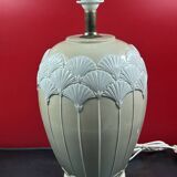 Pair of cream ceramic lamps, 1980s, art deco style, Miami light 73