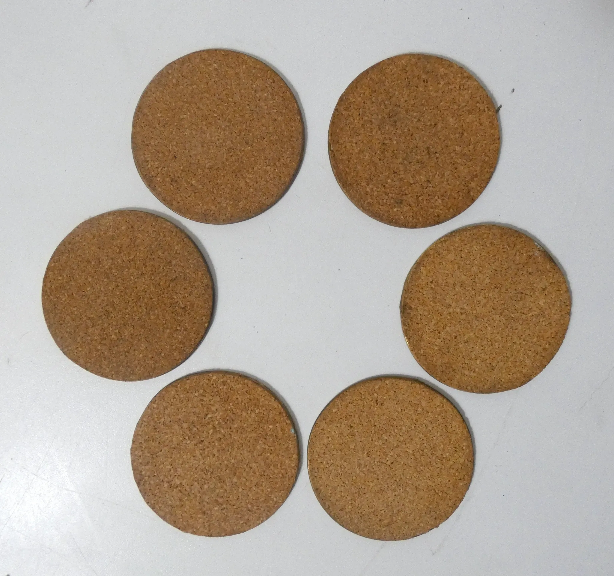 set of 6 vintage mother-of-pearl and brass coasters