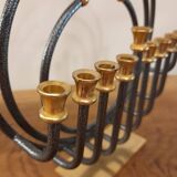Menorah Hanoukia gold and silver plated, made in Israel by Karshi, 1970