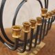Menorah Hanoukia gold and silver plated, made in Israel by Karshi, 1970