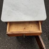Solid oak and marble bedside tables