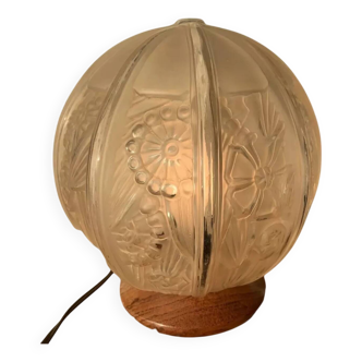 Lampe avec globe hettier vincent verrerie des hanots art déco 1930