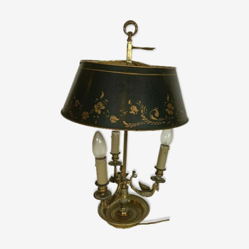 Lampe bouillotte en bronze et tôle polychrome XXeme