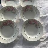 6 hollow porcelain plates with art deco peony pattern