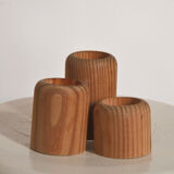 Trio of vintage Scandinavian wooden candle holders