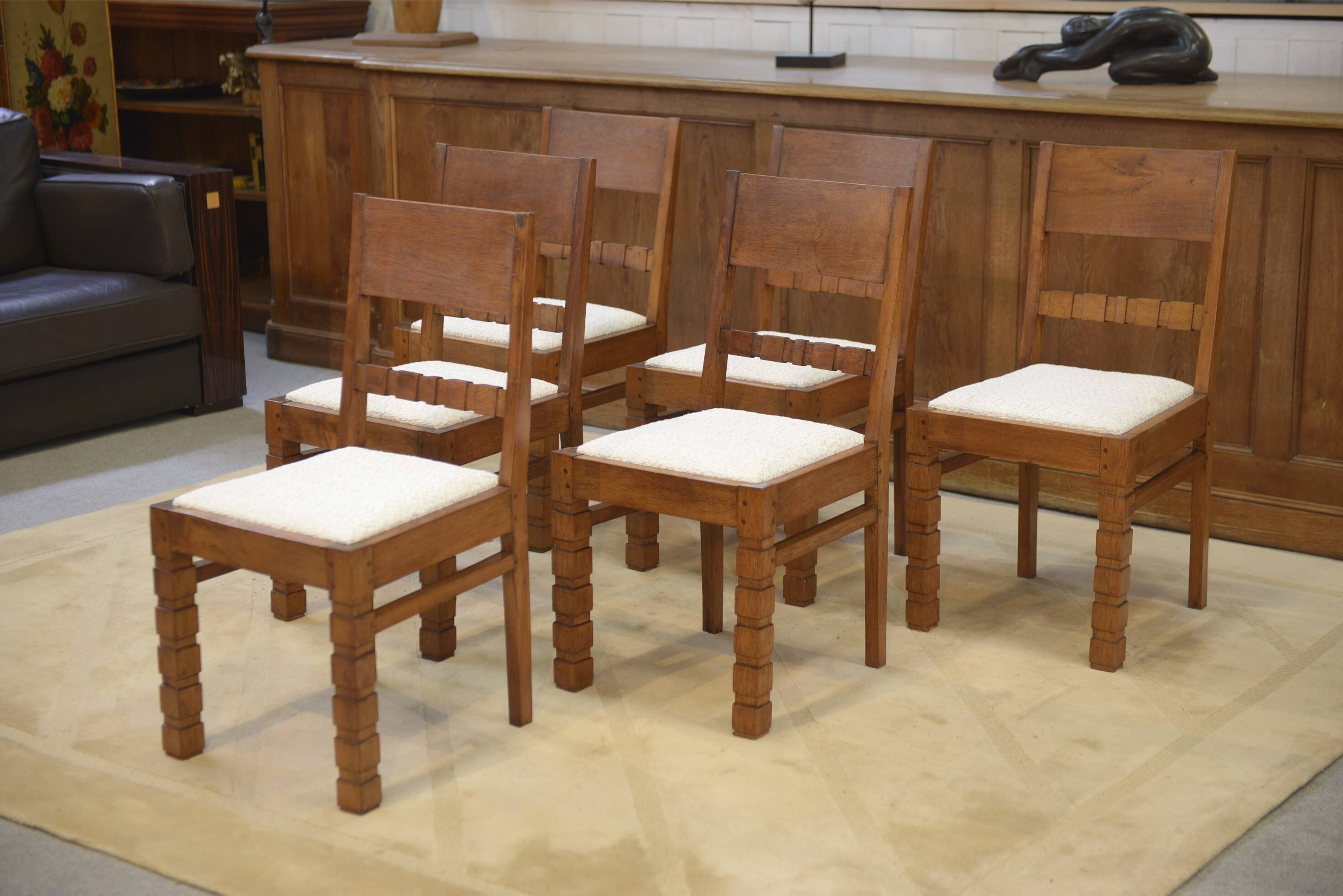 Ensemble de 6 chaises brutalistes 1960’s