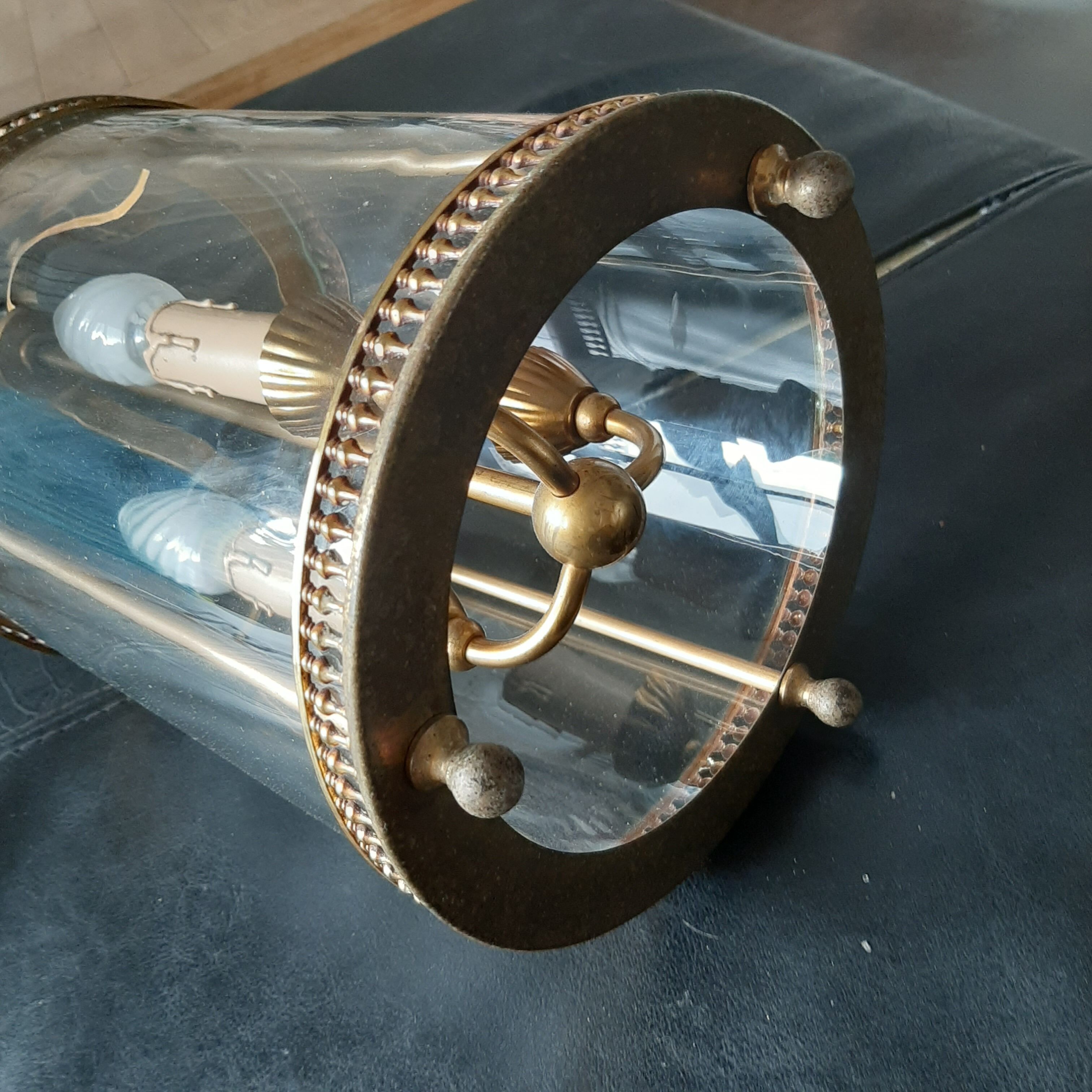 Suspension vintage laiton et verre