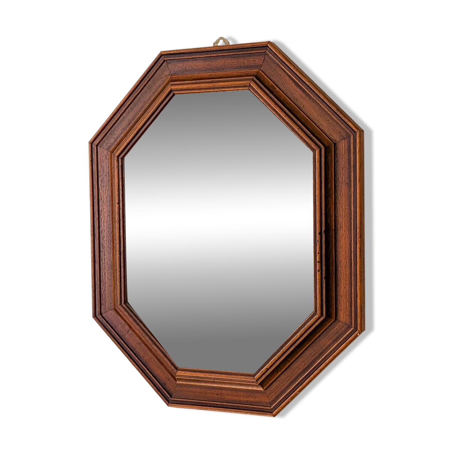 Miroir vintage octogonal en bois massif avec détails sculptés