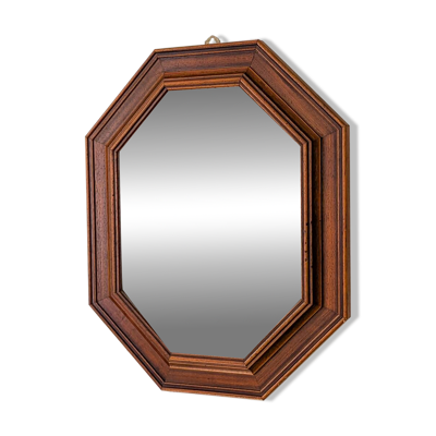 Miroir vintage octogonal en bois massif avec détails sculptés
