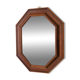 Miroir vintage octogonal en bois massif avec détails sculptés