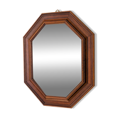 Miroir vintage octogonal en bois massif avec détails sculptés