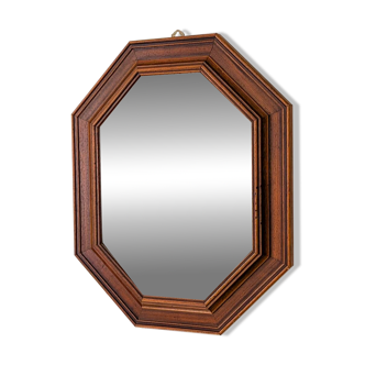 Miroir vintage octogonal en bois massif avec détails sculptés