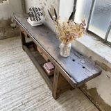 Solid oak console workbench 220cm
