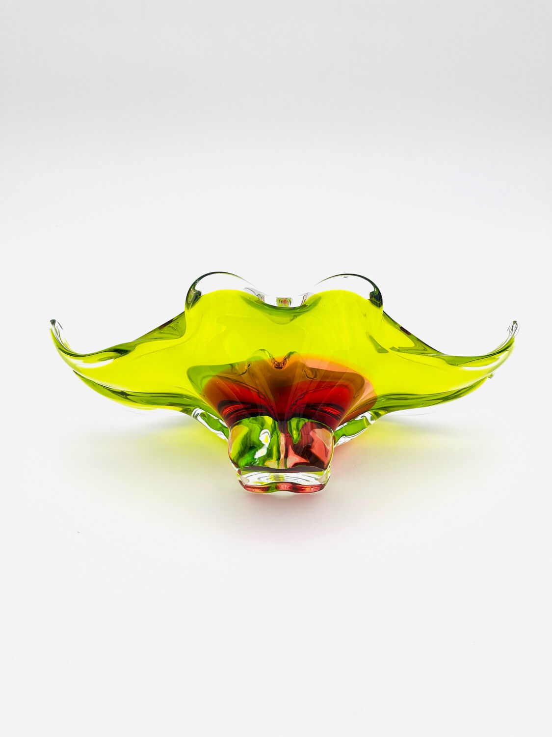 Grande Coupe Sommerso Josef Hospodka - Jaune Chartreuse et Corail