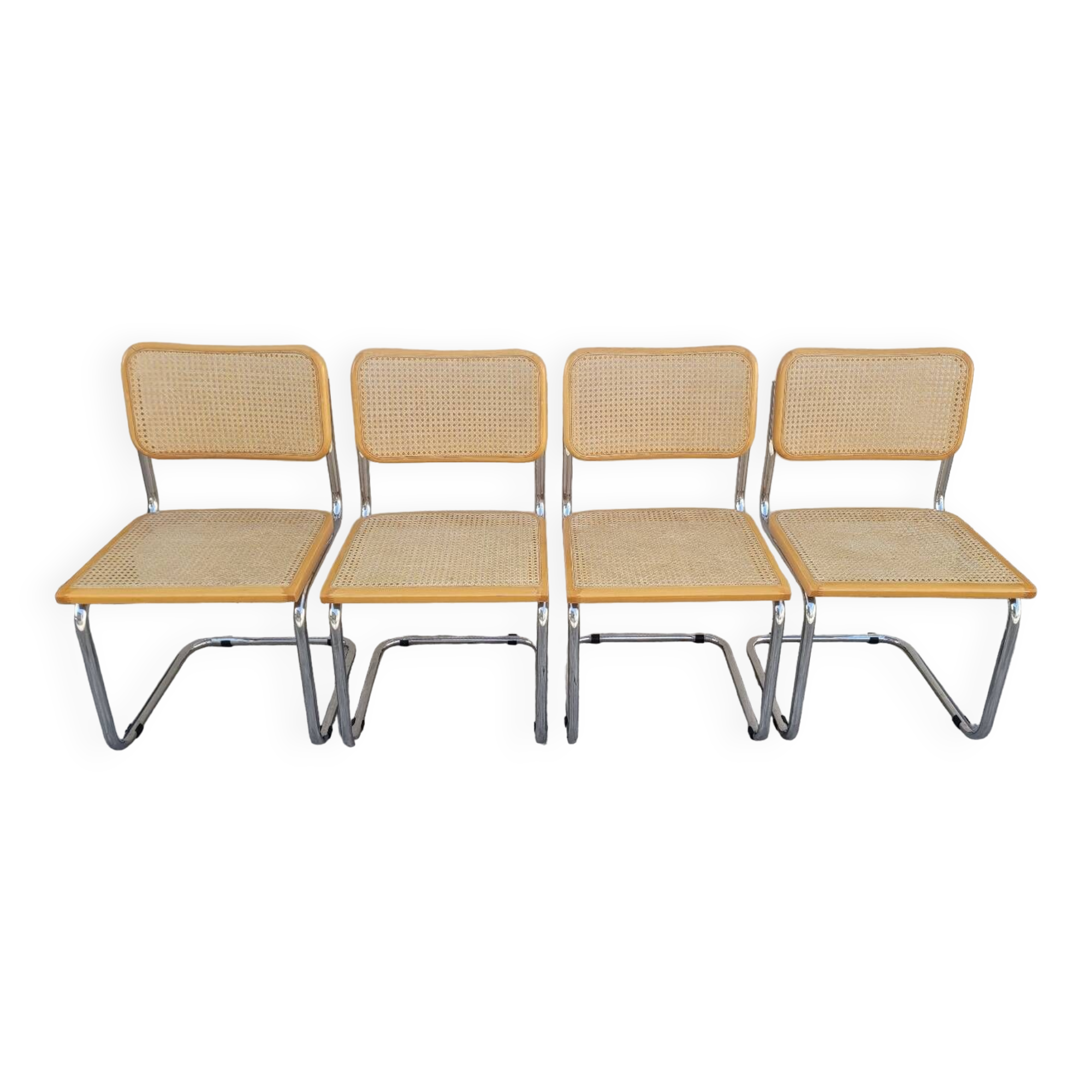Series of 4 Marcel Breuer B32 chairs signed Italy - 1970s