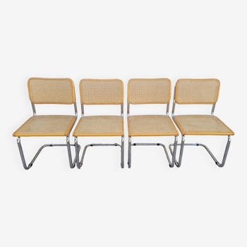 Series of 4 Marcel Breuer B32 chairs signed Italy - 1970s