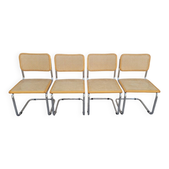 Series of 4 Marcel Breuer B32 chairs signed Italy - 1970s