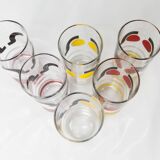 Set de 6 verres à eau 1970 sérigraphié