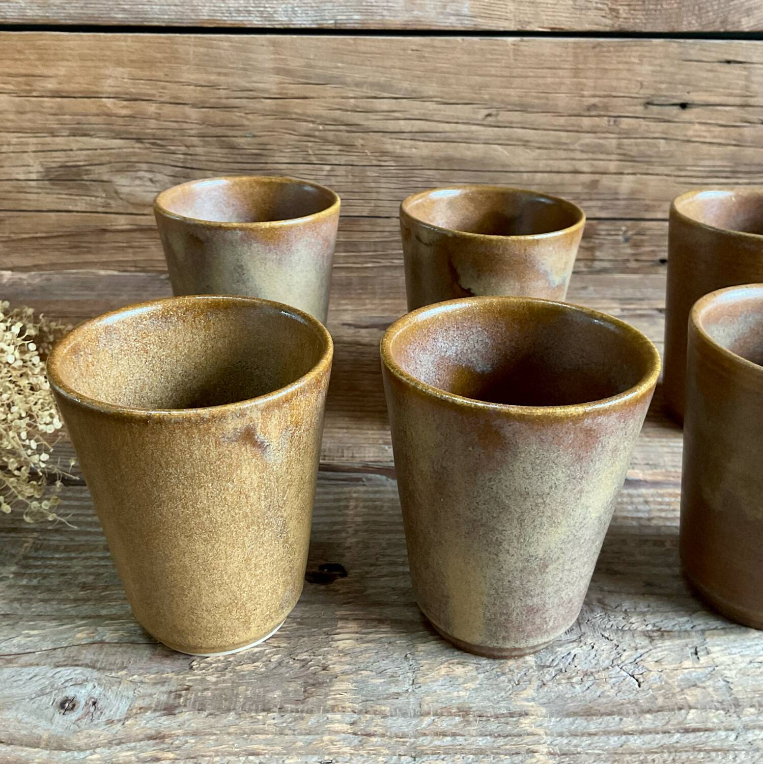 6 stoneware cups Digoin France