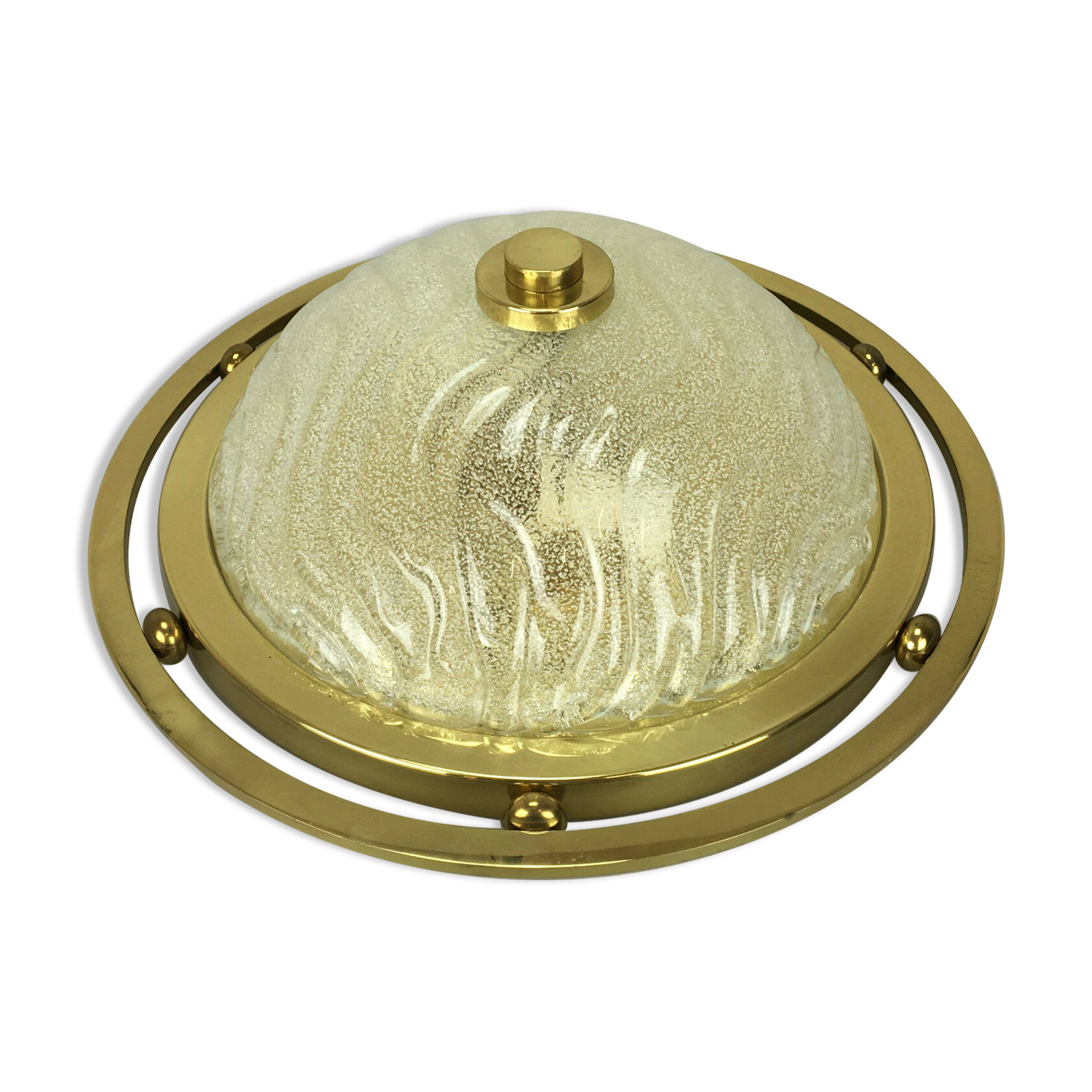 60s 70s Lamp Luminaire Plafoniere Flush Mount Ice Glass Space Age Design