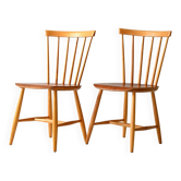 Pair of Scandinavian 1950s/60s beech and teak chairs Pinstol type