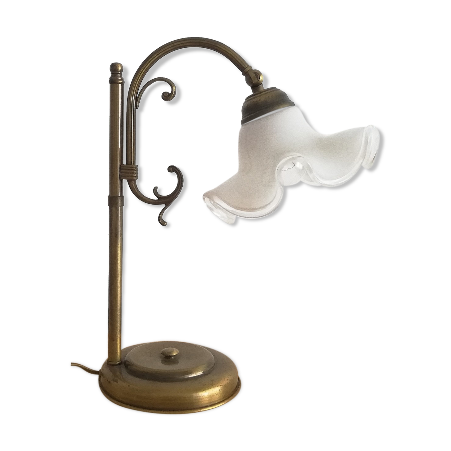 1960s brass and glass table lamp vintage