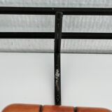 Modernist wall-mounted coat rack in metal and wood, 60s design