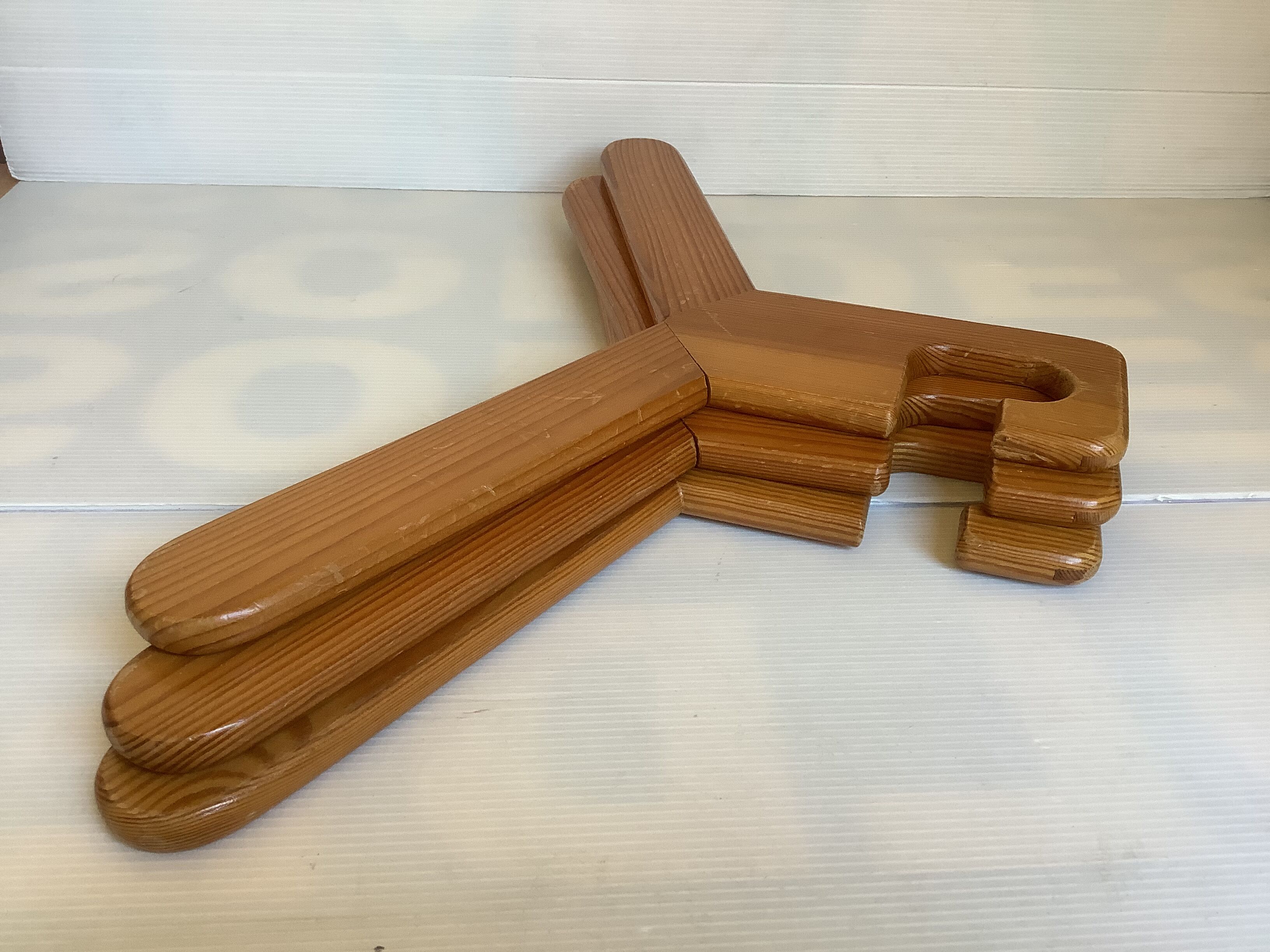 Trio of Scandinavian wooden hangers year 70