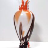 White, Orange and Brown Murano Glass Vase by Carlo Moretti, Italy