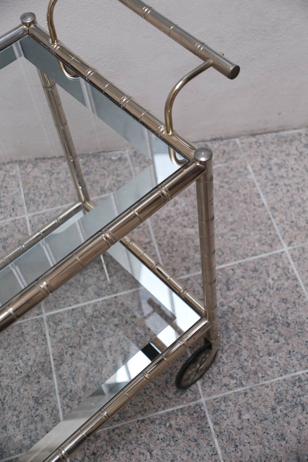 Vintage brass and glass bar trolley