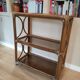 Rattan bookcase shelf and vintage smoked glass