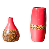 Pair of 1970s-80s Terracotta Vases with Inlaid Mosaic