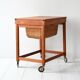 Vintage Scandinavian Sewing Table with Wheels and Basket
