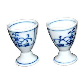 Lot de 2 coquetiers vintage en porcelaine blanche style Copenhague