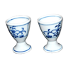 Set of 2 vintage coquetiers in white porcelain Copenhagen style