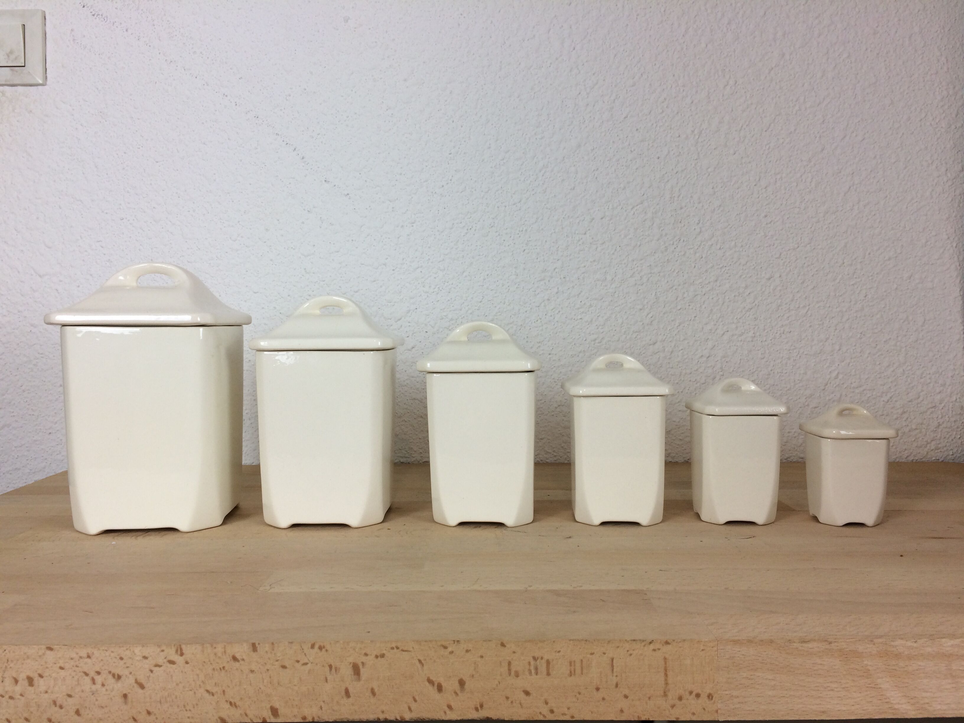 Set of 6 Old Ceramic Spice Pots Badonviller