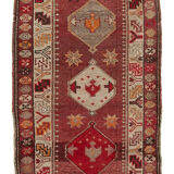 Hand-knotted antique turkish red runner rug 85 cm x 337 cm