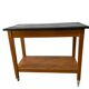 Vintage wooden high table on wheels