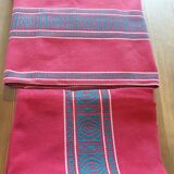 Vintage Basque tablecloth vermilion 170X140 and 5 towels