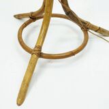 Rare mid century tripod floor lamp bamboo rattan 50s hawaii tiki era 3 shades