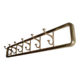 86cm art-deco brass coat rack with 6 folding hooks, austria, 1930s