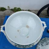 Soupière ancienne en faïence de St Amand décor floral Lebacqz Bouchard