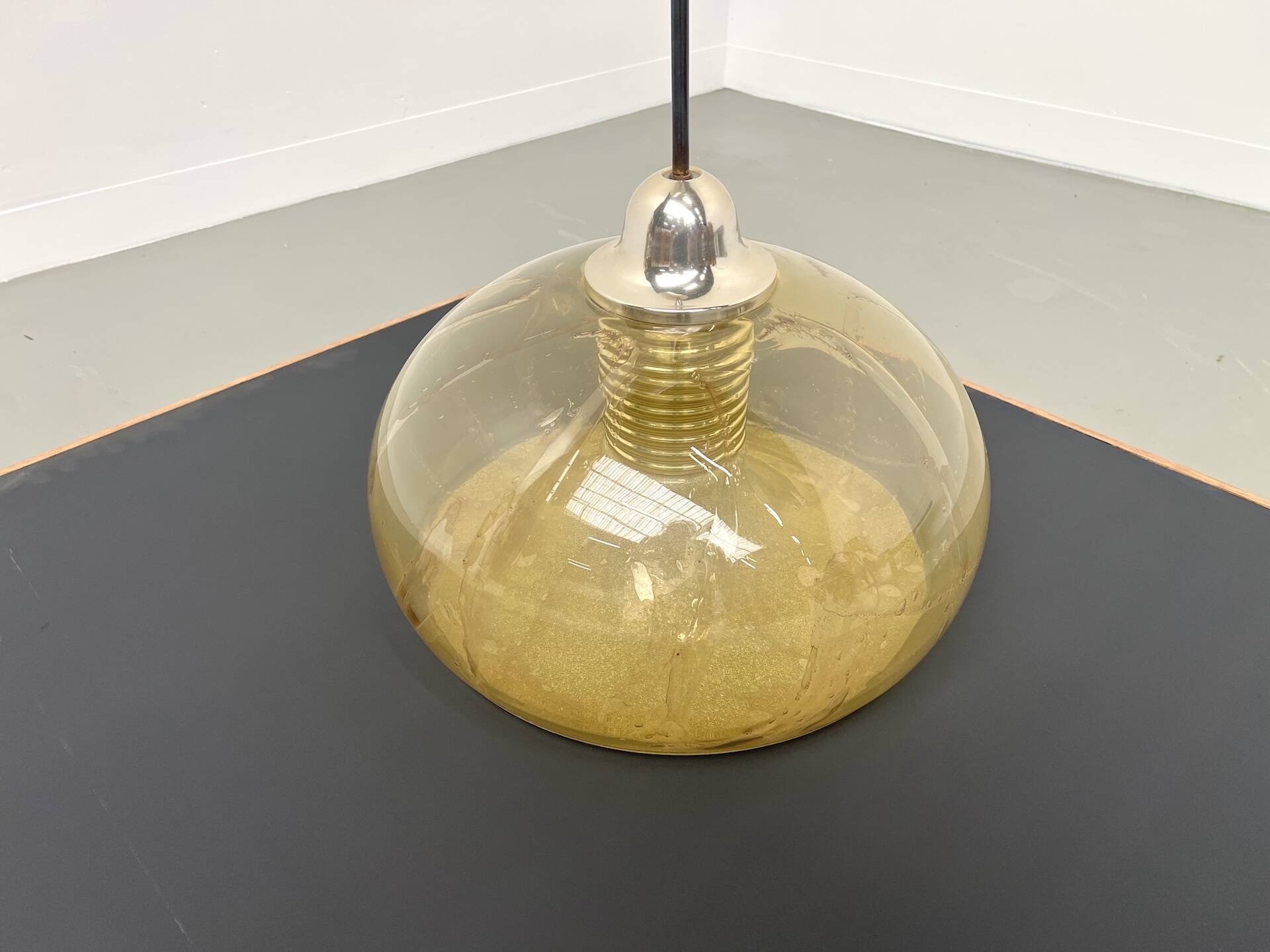 Blown glass paste pendant light, 1970s