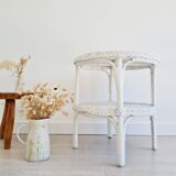 Table basse ancienne en rotin blanc