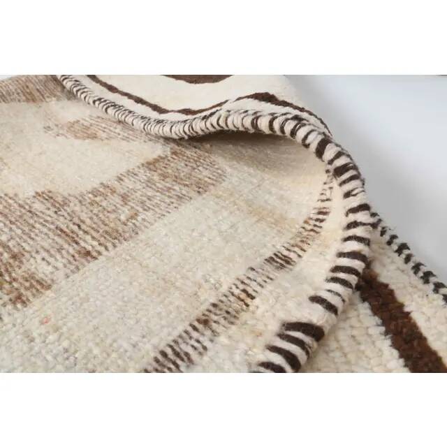 Vintage Turkish Oushak Handmade Wool Cotton White Runner Rug 99x390